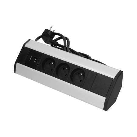 Prise encastrée 3x2P+Z avec câble de 1,8 m et chargeur USB, Orno OR-AE-1360
